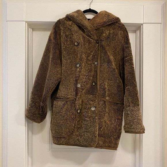 Searle Jackets & Blazers - Searle Blatt Brown Reversible Shearling Coat with Hood - Size Small